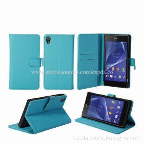 PU Wallet Cases for Sony Xperia Z2 with Card Slot Design